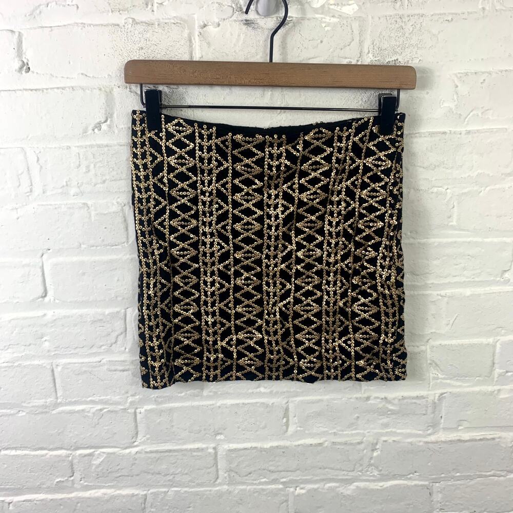 Dolce Vita Women's Sequined Pull-On Mini Skirt Yellow Black Size Small